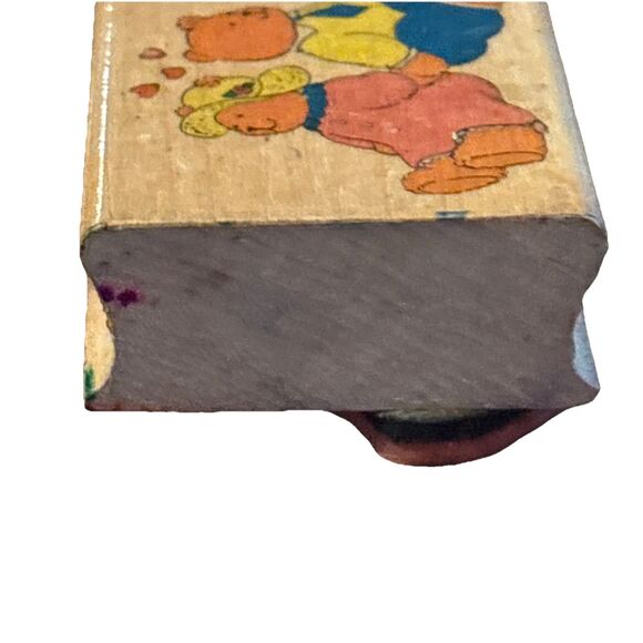 Noteworthy Teddy Bears Holding Hands Wood Mounted Rubber Stamp Mr. & Mrs. Bear - Picture 6 of 9